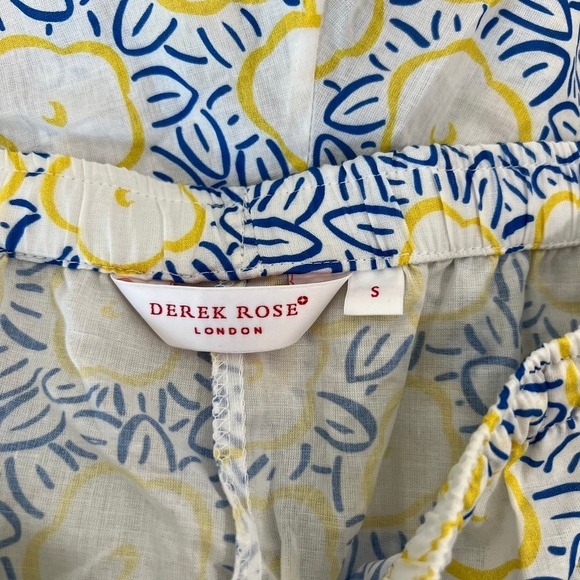 Derek Rose London Womens Pajama Set Small NWT Cotton Tank Floral Blue Yellow - Picture 10 of 13